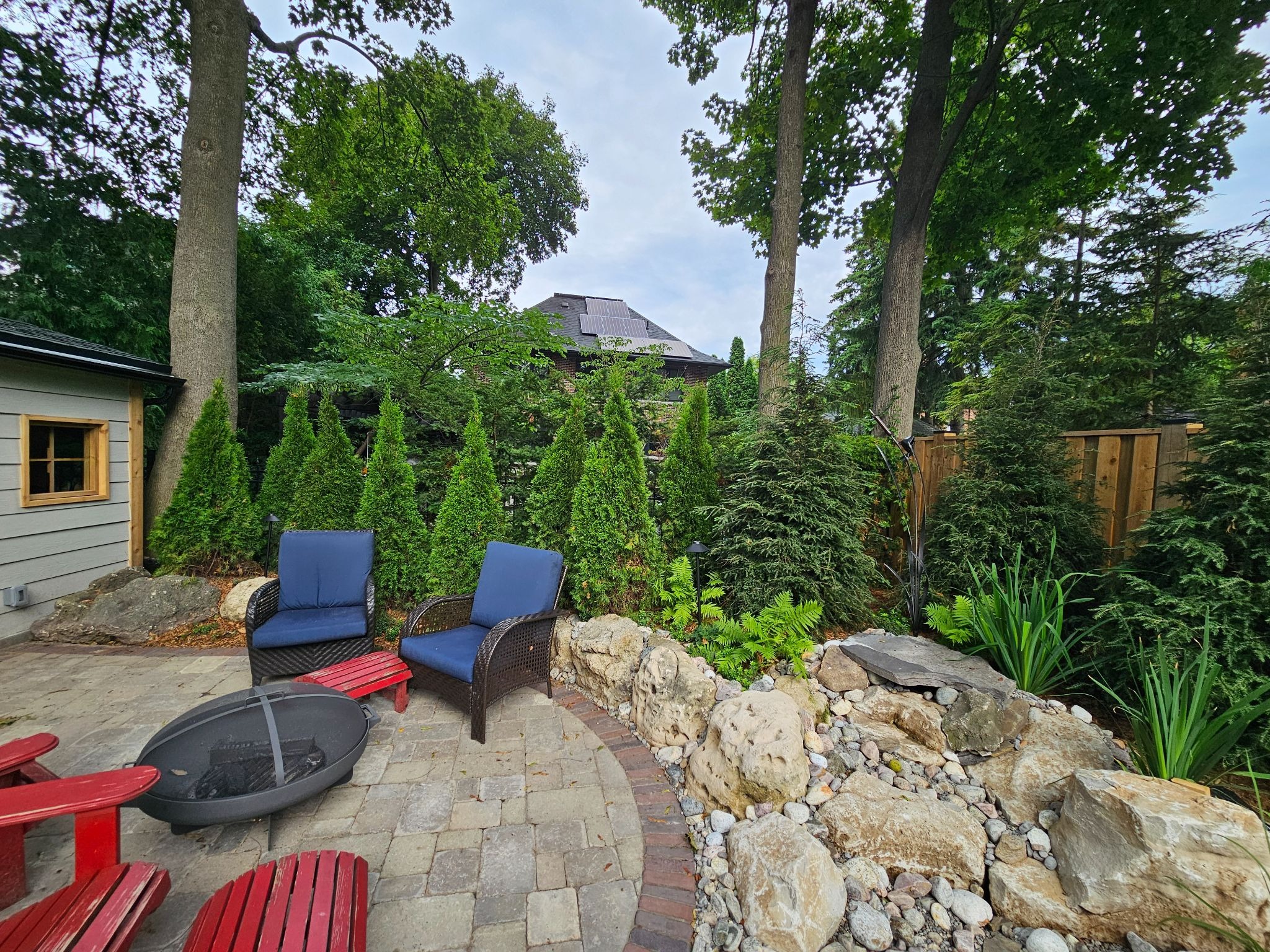Backyard garden pond with water feature